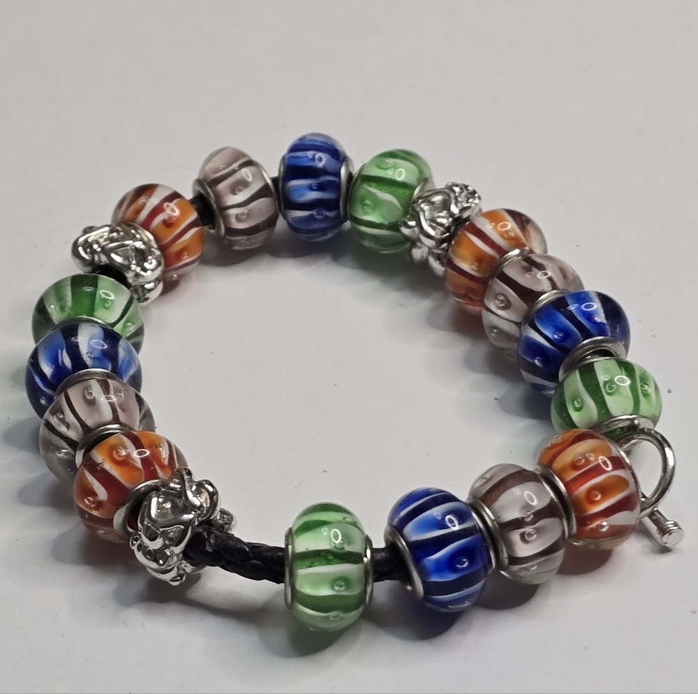 Treska Men's Large Multicolor Beaded‎ Charm Bracelet